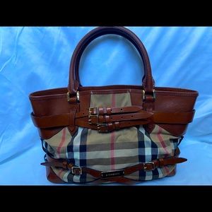 Burberry Bridle Lynher Tote House Check Canvas